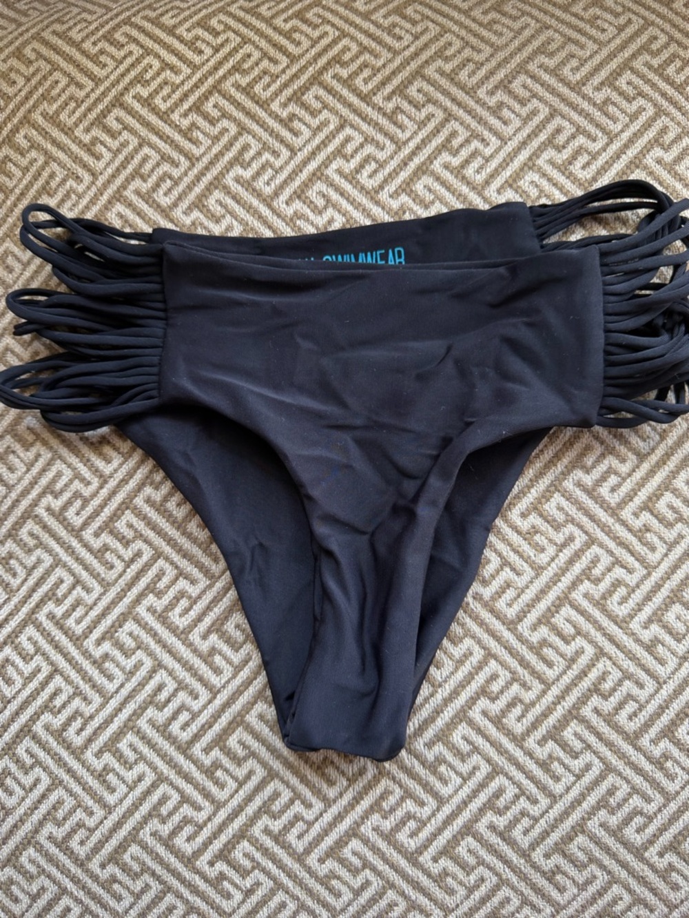 Mikoh Black Strappy Side Bikini Bottoms